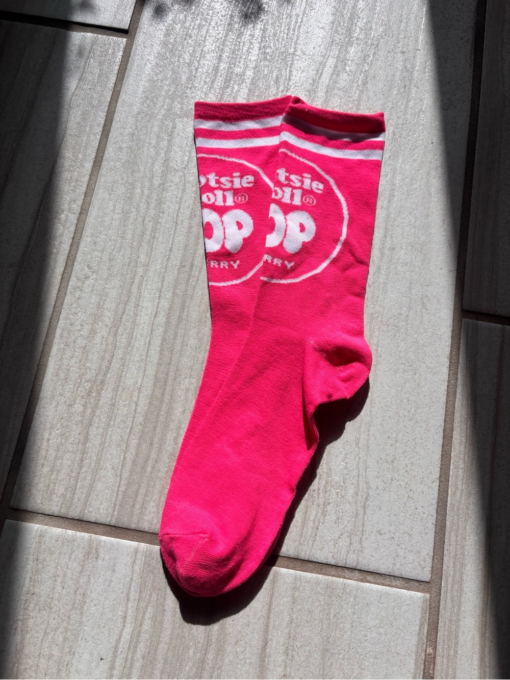 Hot Pink Tootsie Roll Crew Socks with Logo